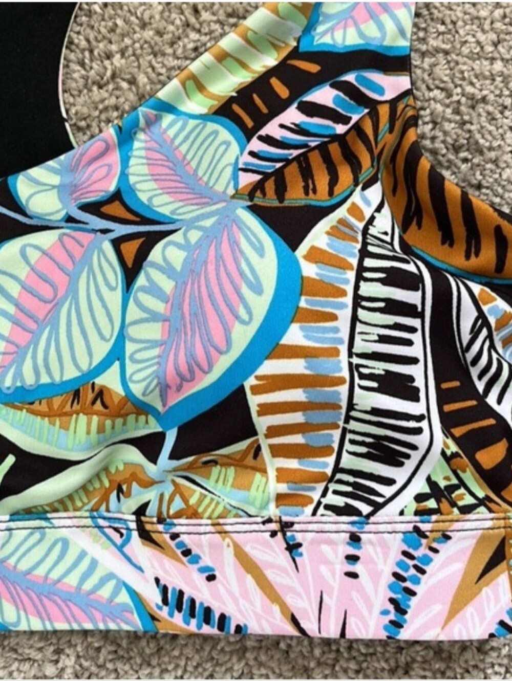 NWT TEK GEAR V Neck Racerback Tropical Print Sports Bra XL - Picture 3 of 6